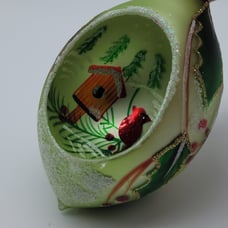 vintage glass christmas ornament Cardinal bird house Re