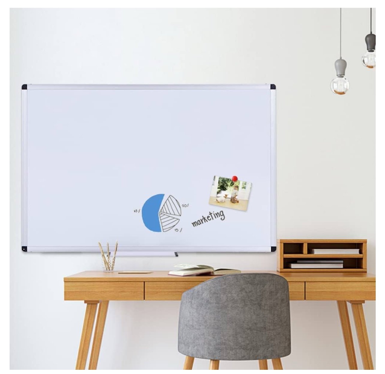 VIZ-PRO Magnetic Whiteboard/Dry Erase Board, 40 X 30 Inches, Includes 1 Eraser
