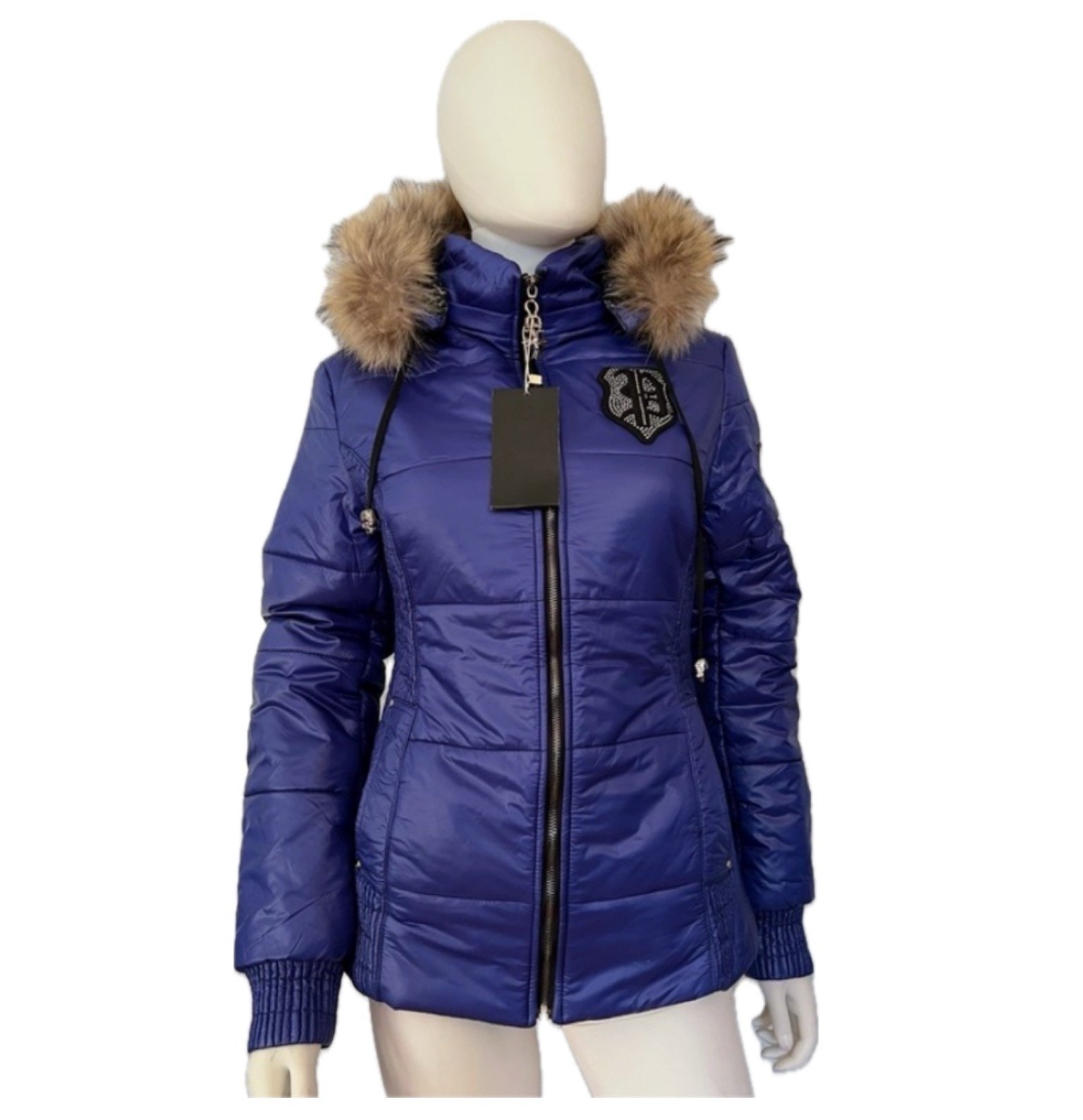 NWT WOMEN WINTER PUFFER REAL FUR TRIM HOOD JACKET QUILTED PARKA ZIPPED