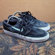 Rare Nike SB Janoski Glow Black Suede & Mint Green Skate Shoes- Size 4.5