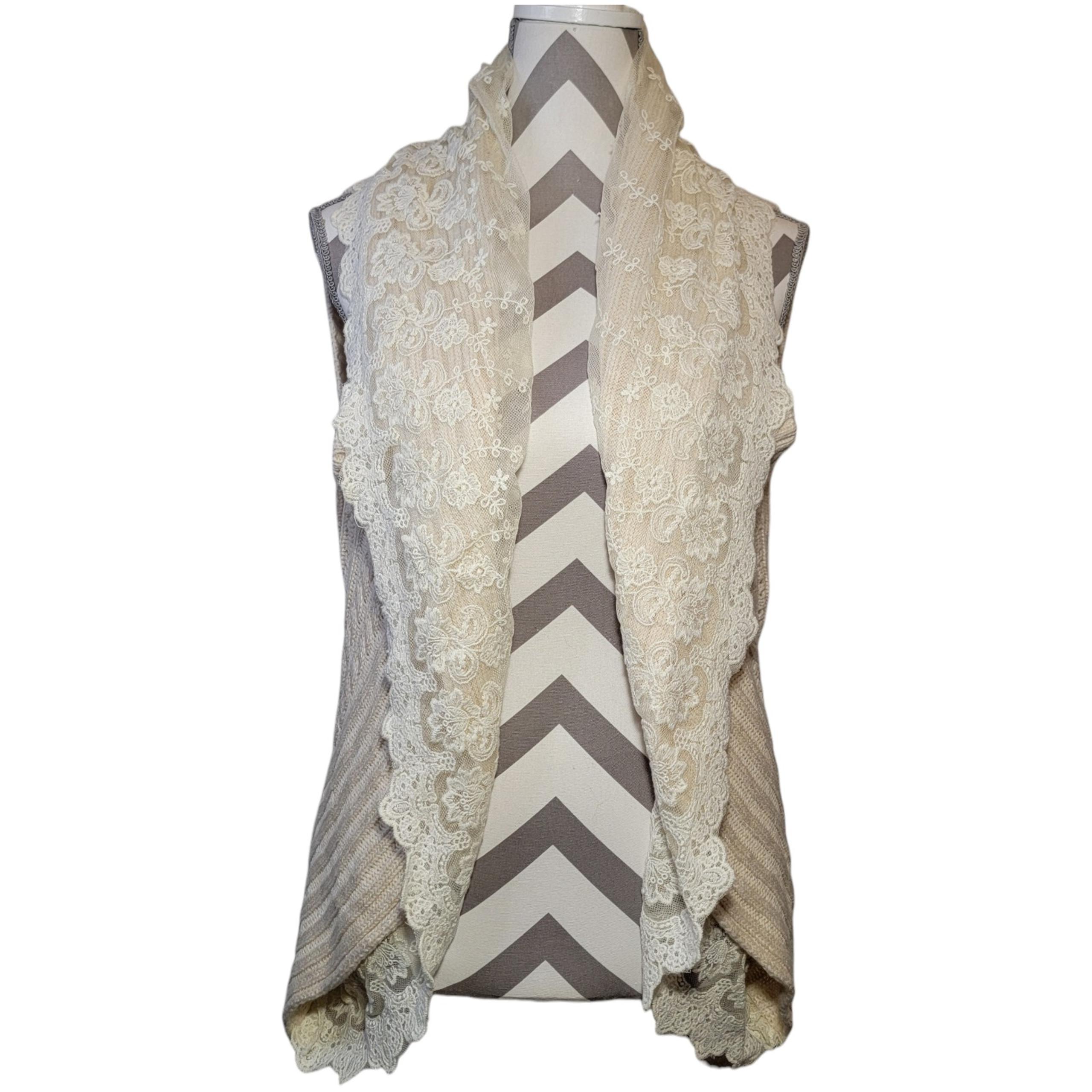 Flying Tomato Lace Sweater Vest Cardigan Women's Sleeveless S Coquette