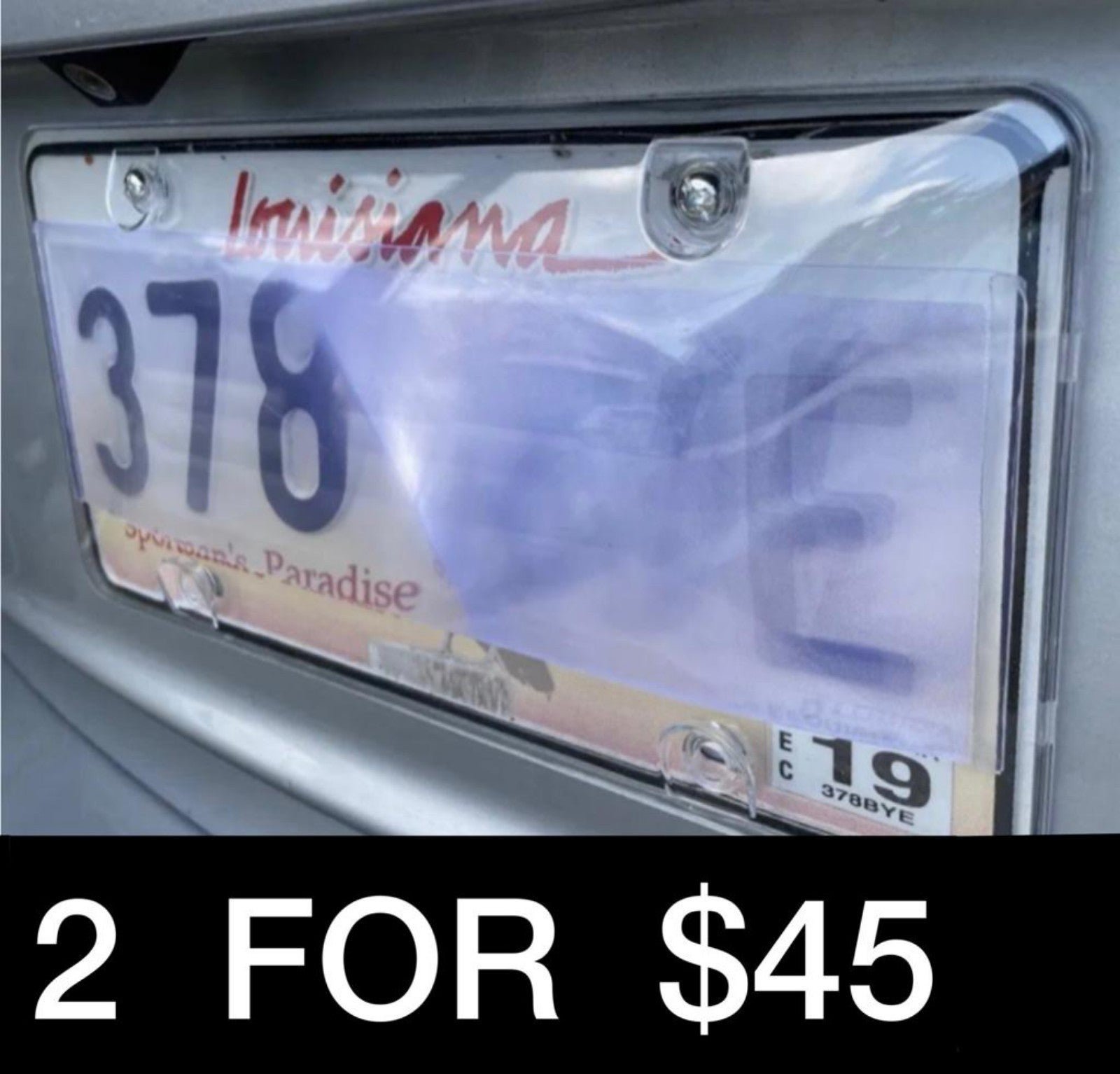 2 PACK CLEAR LICENSE PLATE BUBBLE COVER TAG FRAME WITH LENS