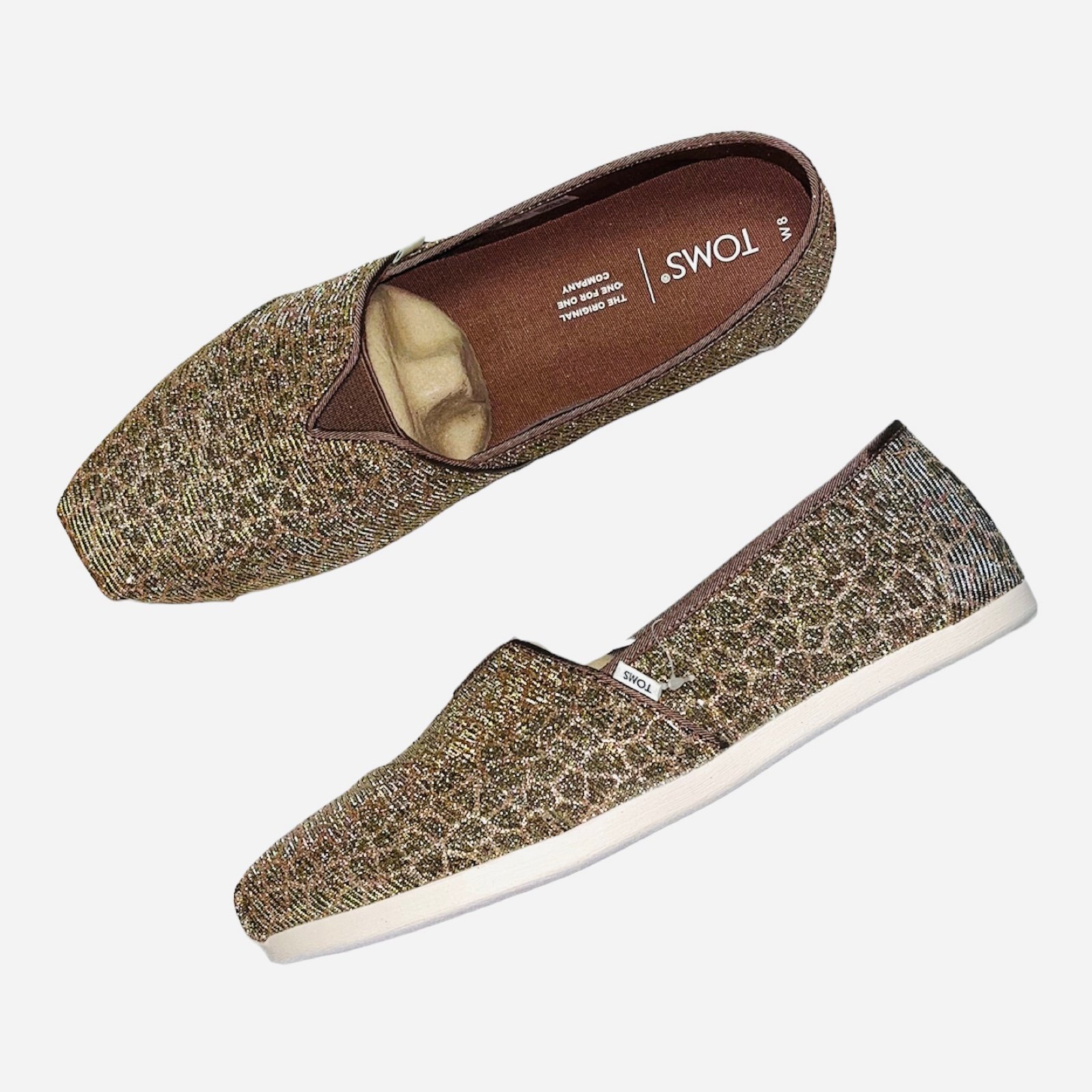 NEW Toms Women’s Alpargata Glitter Espadrilles size 8 Bronze