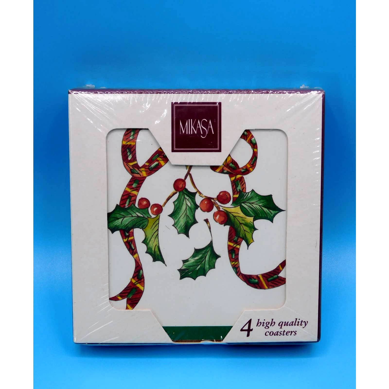 Mikasa Festive Season Cork Back Square Coaster Set of 4 Factory Sealed