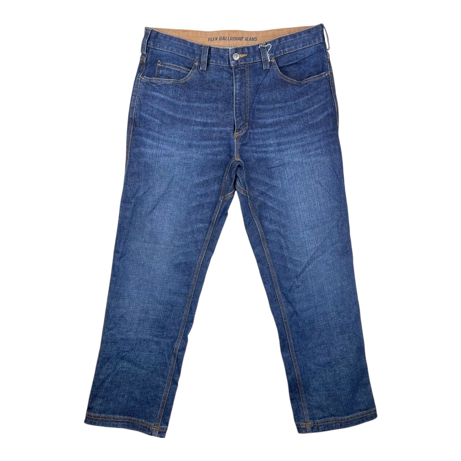 Duluth Relaxed fit medium wash blue jeans men's size 37x30 Cotton Stretch Blend