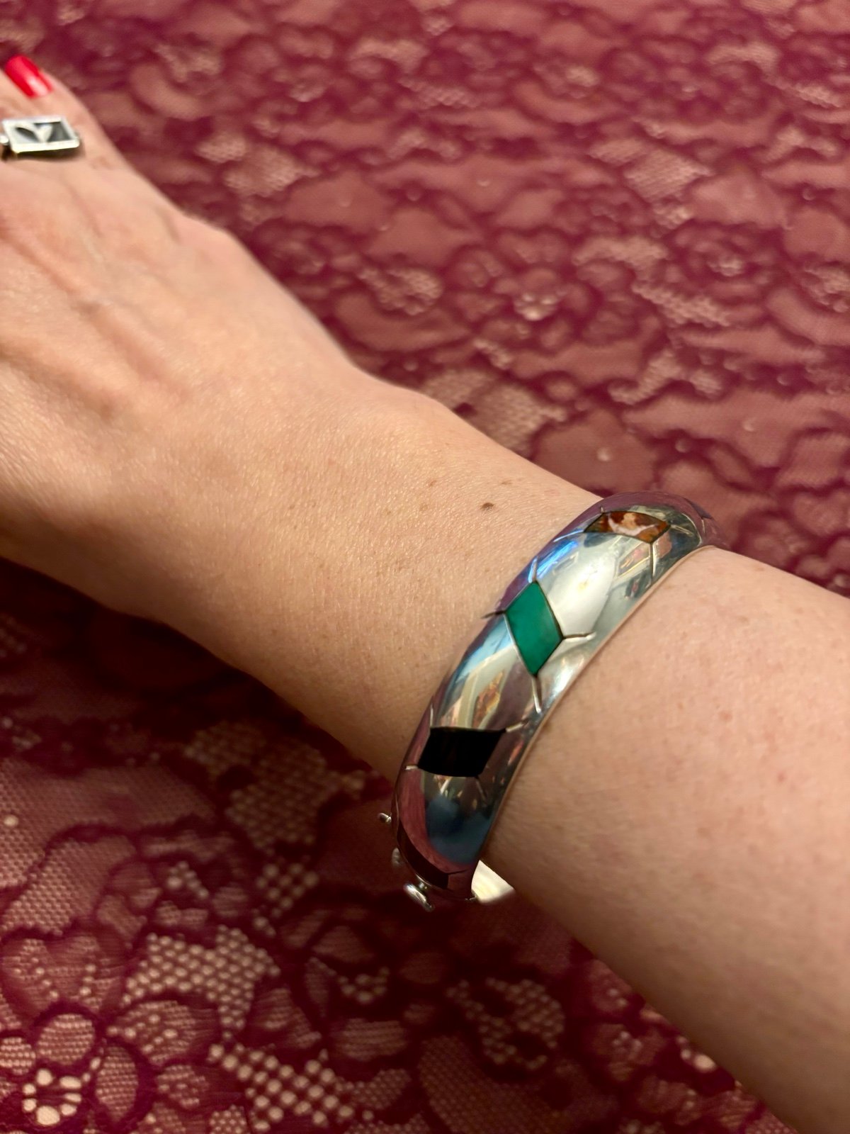 Taxco Sterling Silver 925 Dome Shaped Bangle Bracelet