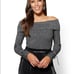 New York & Company Gray Off Shoulder Top