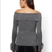 New York & Company Gray Off Shoulder Top