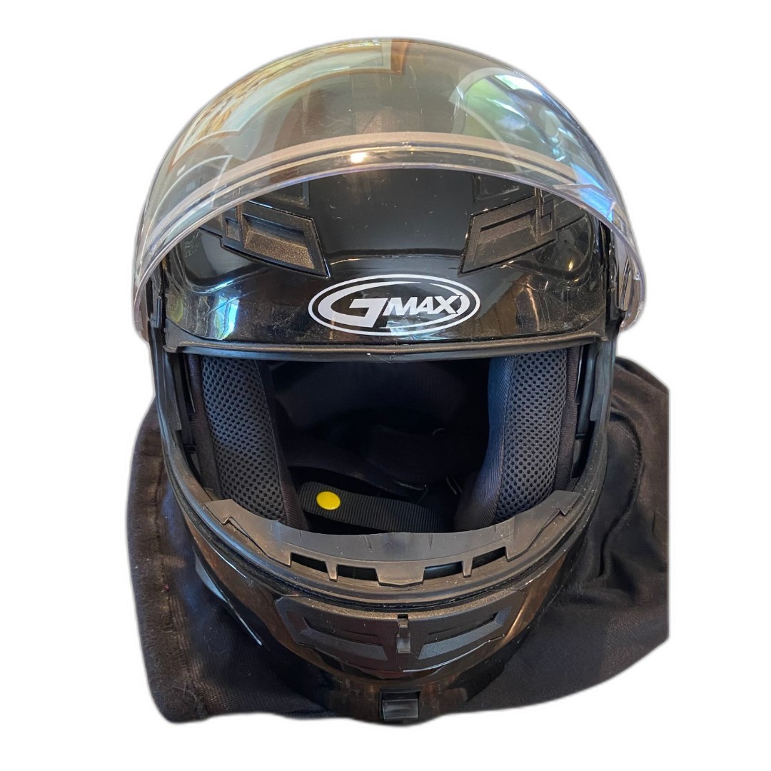 GMAX GM54S Full Face Black Modular Helmet Lights Up Visor Motorcycle Snowmobile.