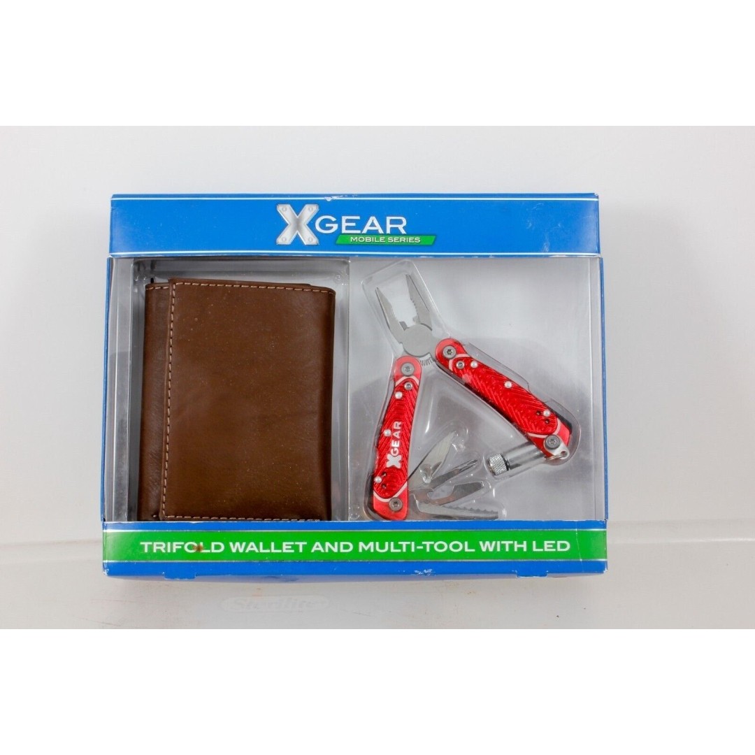 X Gear Sprocket Series Red Multi-Function Tool & LED Light with Tri-fold Wallet