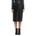 H BY HALSTON Black Paneled Faux Leather Skirt Size Large Midi Length