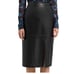 H BY HALSTON Black Paneled Faux Leather Skirt Size Large Midi Length