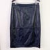 H BY HALSTON Black Paneled Faux Leather Skirt Size Large Midi Length