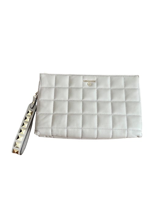 MK Michael Kors Beige Leather Stitch Studded Wristlet
