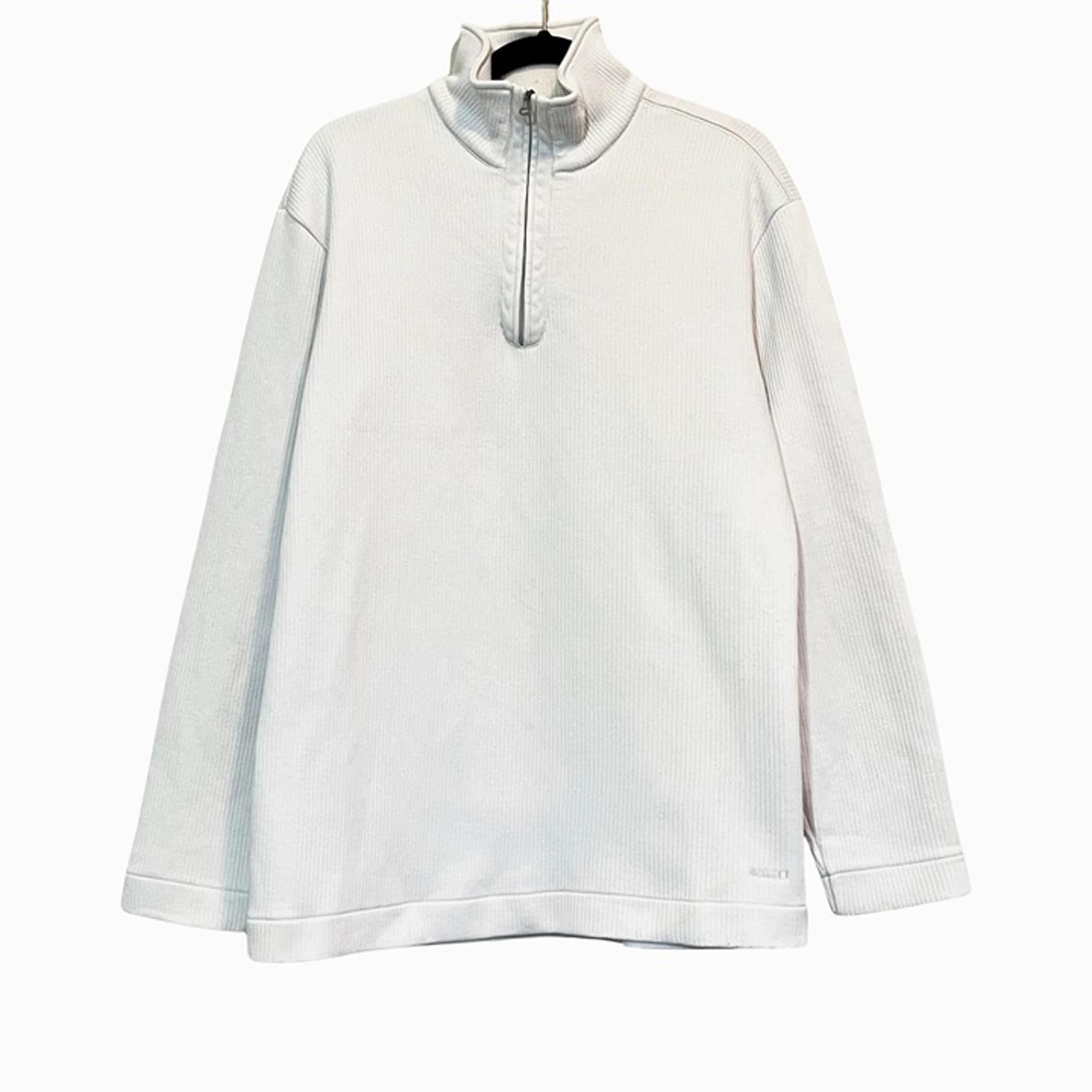 Boss Men's Quarter Zip Mock Neck Long Sleeve Cotton Top Pullover White XL
