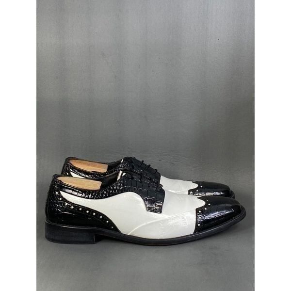 Stacy Adams Galletti Crocodile Print Leather Wingtip Shoes mens size 10