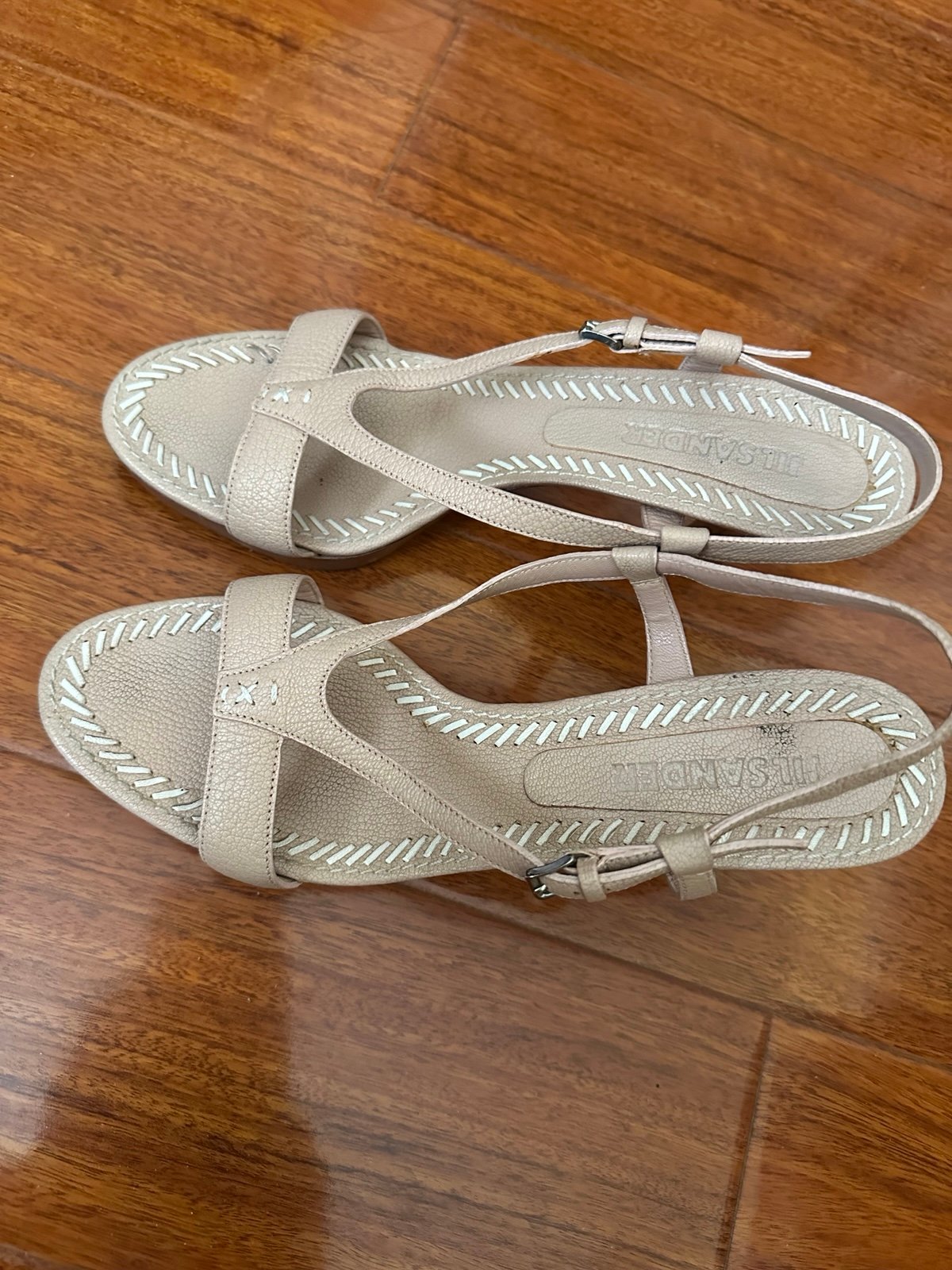 Jil Sander high heel leather sandal for women in ivory Sz 9 Eu 39.5