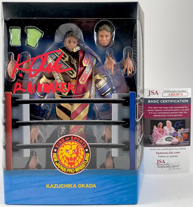 NJPW Kazuchika Okada Signed New Japan Pro-Wrestling Super7 Figure JSA COA