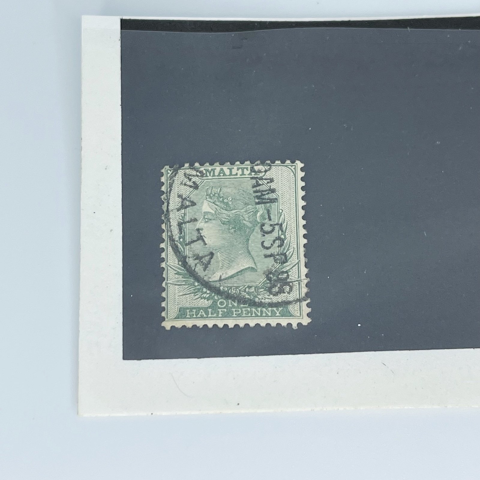 1885 Queen Victoria Malta One Half Penny Stamp Green SG No. 20 Watermark RARE