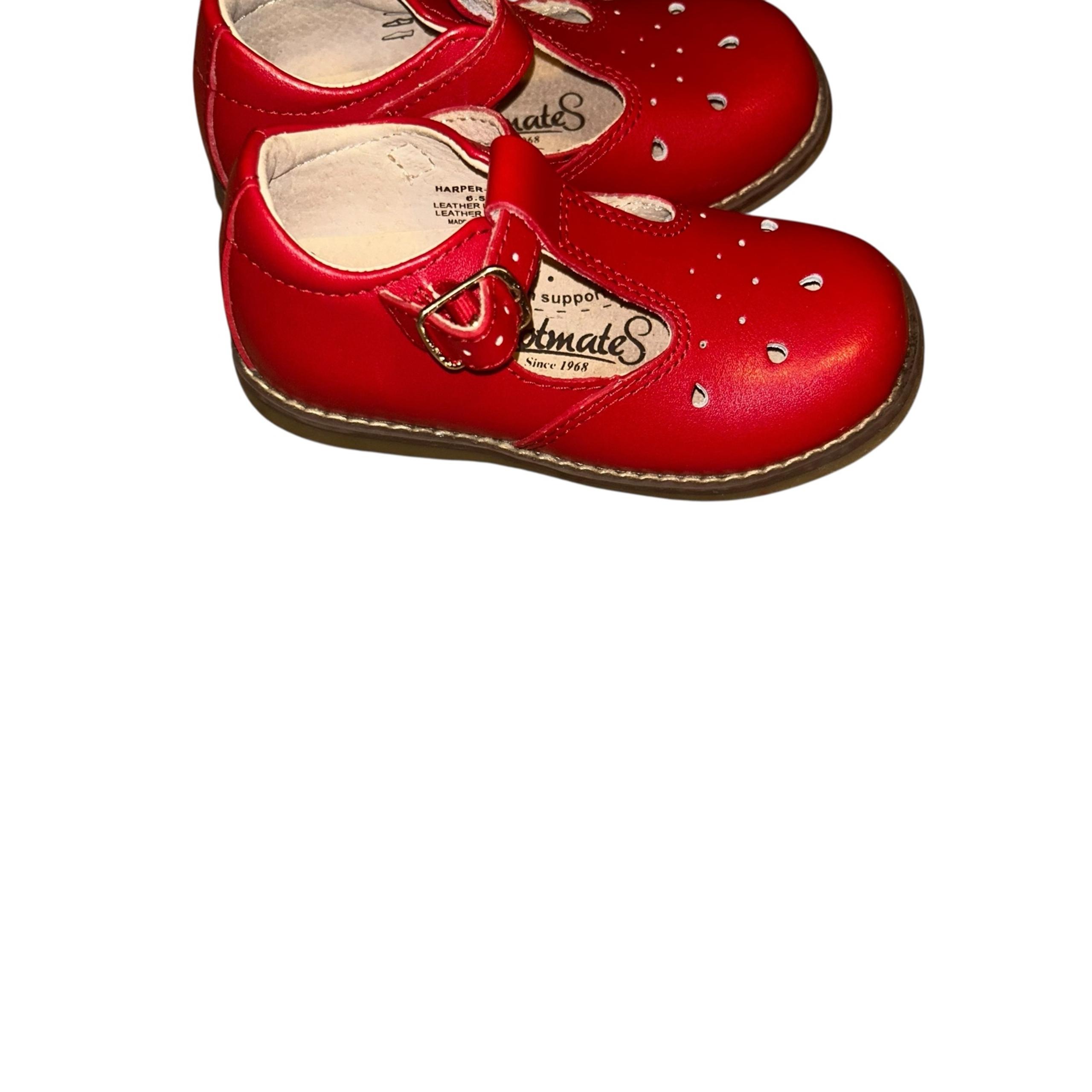 FootMates sherry Toddler Girl's red Genuine Leather Mary Jane Shoes Size 6.5