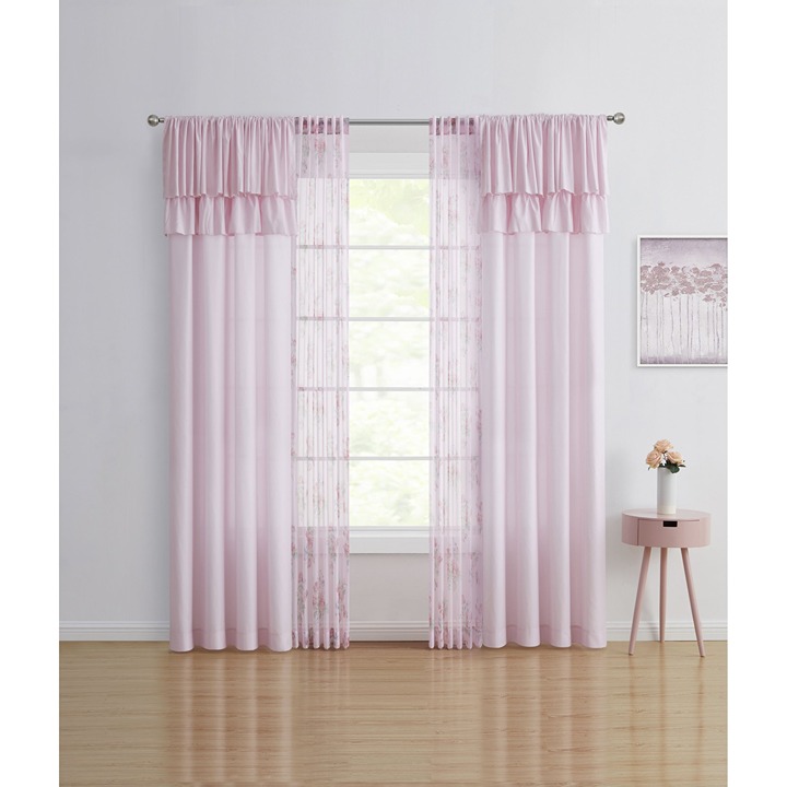 CurtainRuffle Floral Mist Rose Curtain Panels and Tulle, Set store of 4, 50 x 95