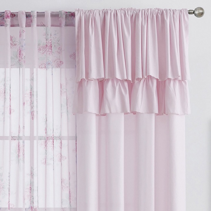CurtainRuffle Floral Mist Rose Curtain Panels and Tulle, Set store of 4, 50 x 95