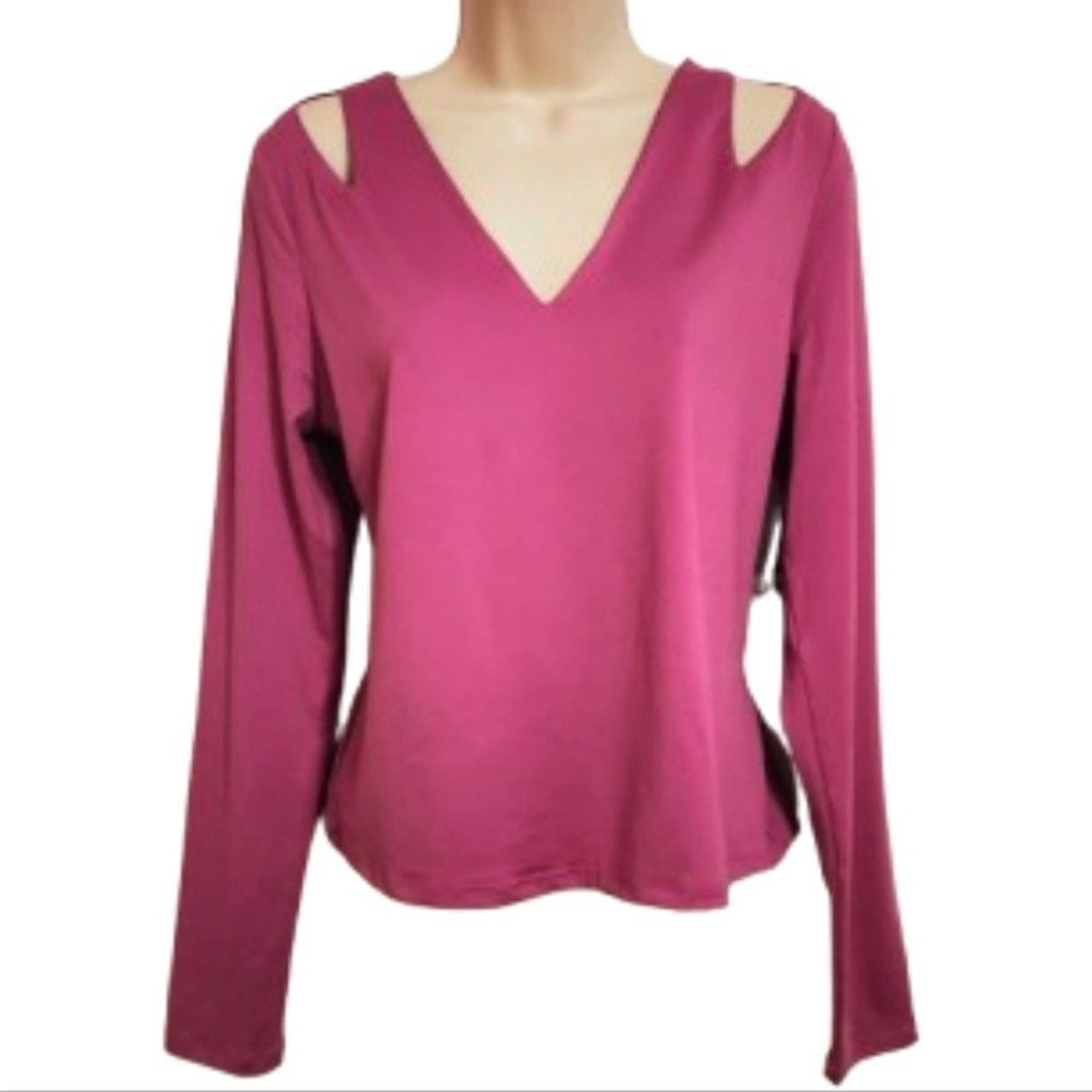 Bar III NEW Knit Open Cutout Shoulder Long Sleeve Casual Stretch Top Large