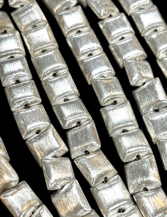 3 strands Brush Silver Cushion Shape Beads Strand Size 12mm,