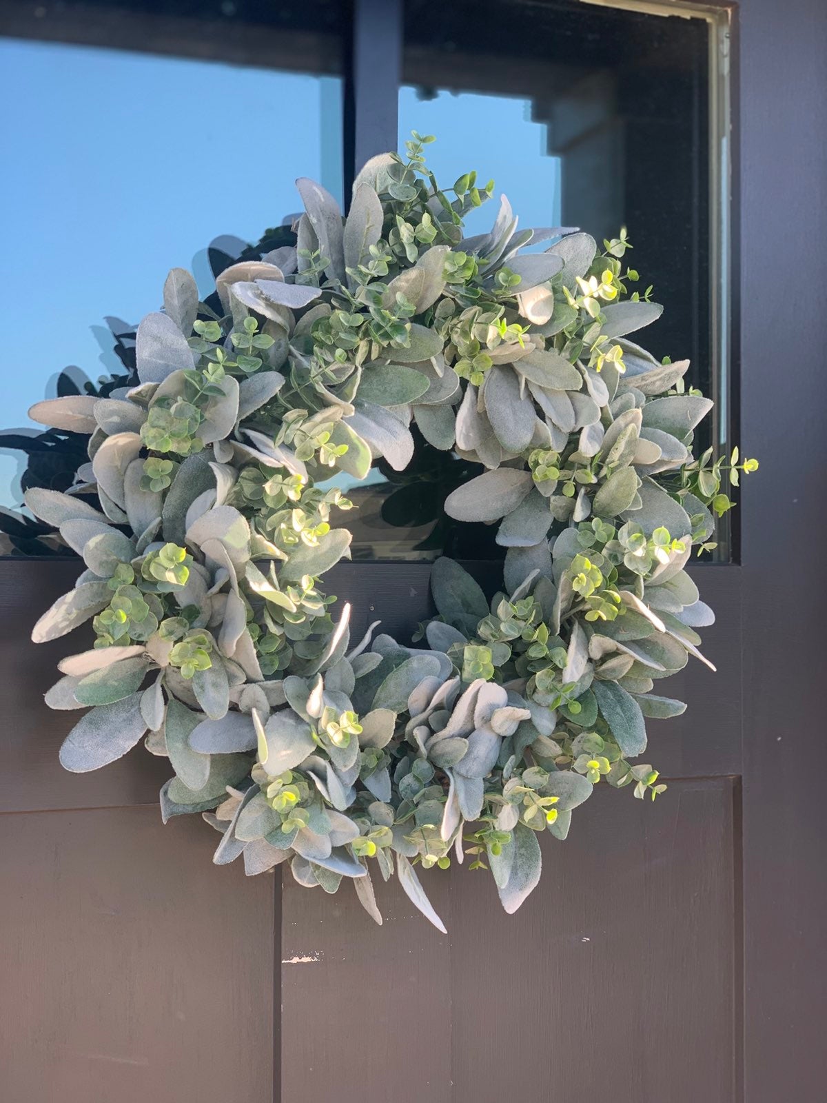 Lambs Ear and Eucalyptus Wreath, Spring Wreath for Front Door