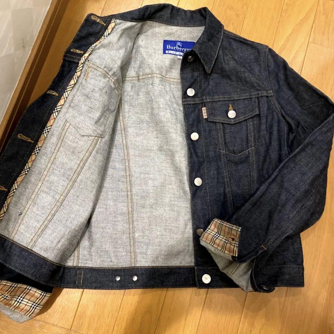 Burberry Blue Label Denim Jacket Black Nova Check Horse Logo