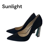 Betsey Johnson CORIE Black Satin Rhinestone Heel Pointed Toe Pumps Size 9.5M