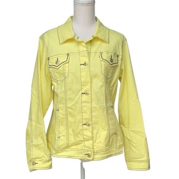 DG2 by Diane Gilman Lemon Yellow Heavy Pickstitch Jean Trucker Jacket NWT