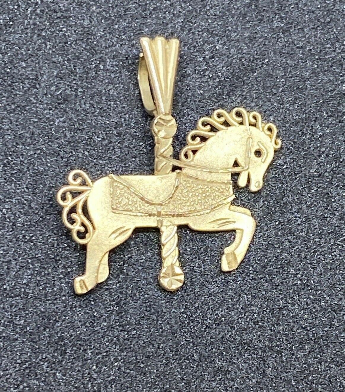 14K Yellow Gold Horse Carousel Charm or Pendant