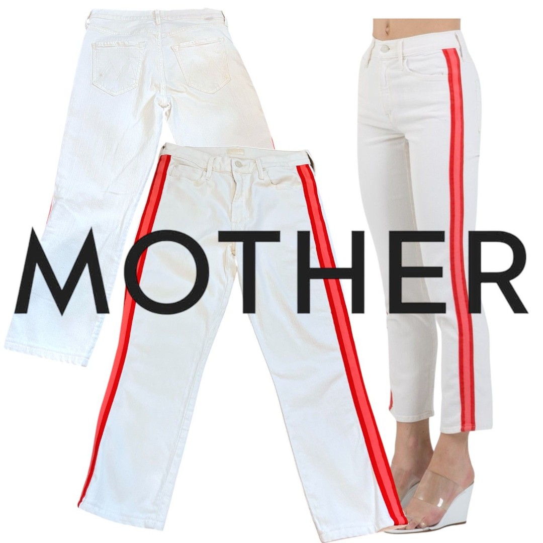 Mother Dazzler Racer Stripe Mid Rise Crop Slim Pant size 27
