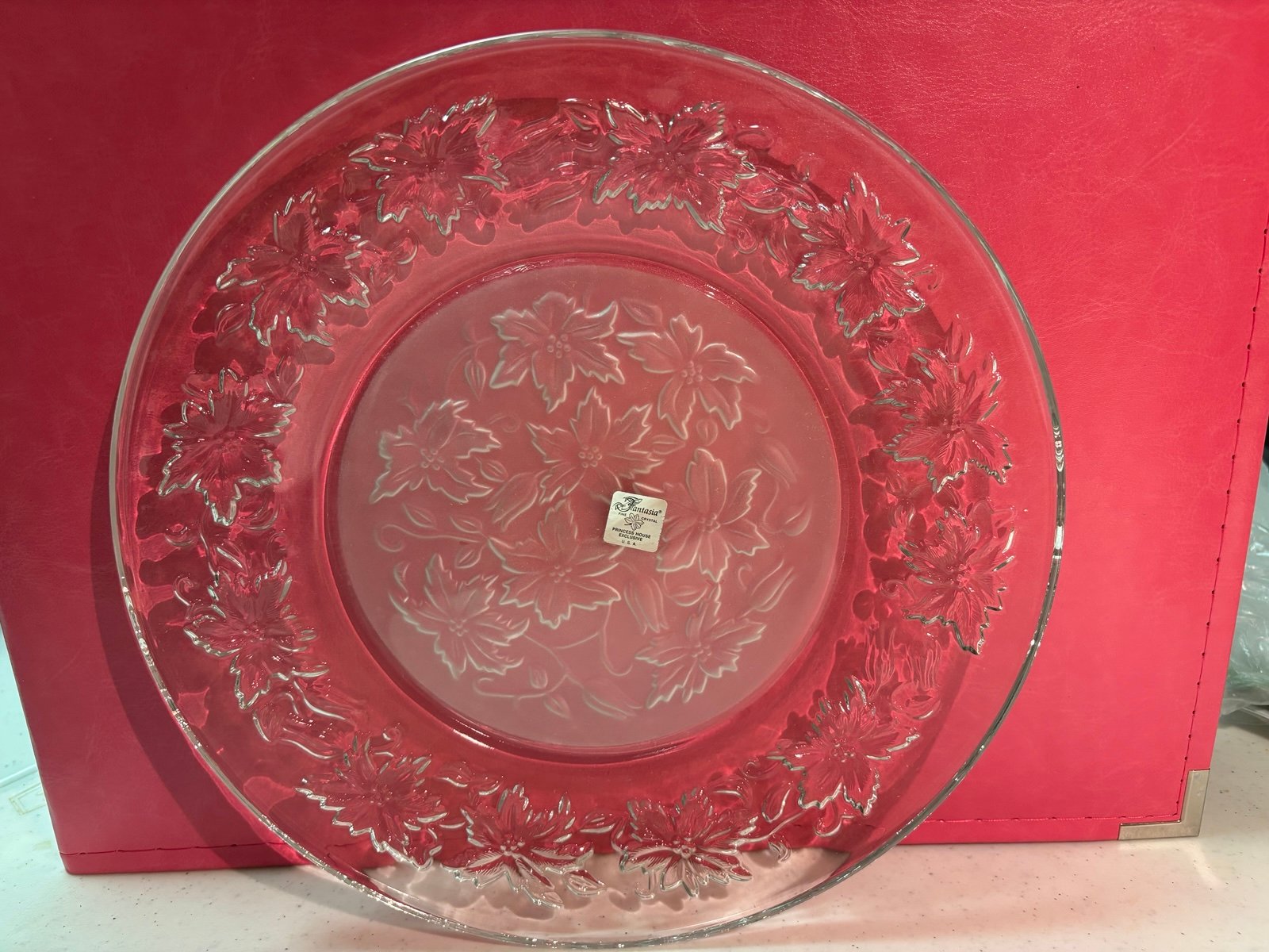 Princess House Fantasia Set Of 4 Clear And Frosted Glass Dinner Plates 10”