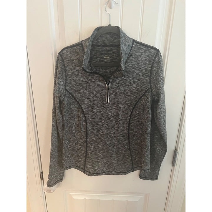 Saks Fifth Avenue Women's Grey Heathered 1/4 Zip Pullover Sz XL