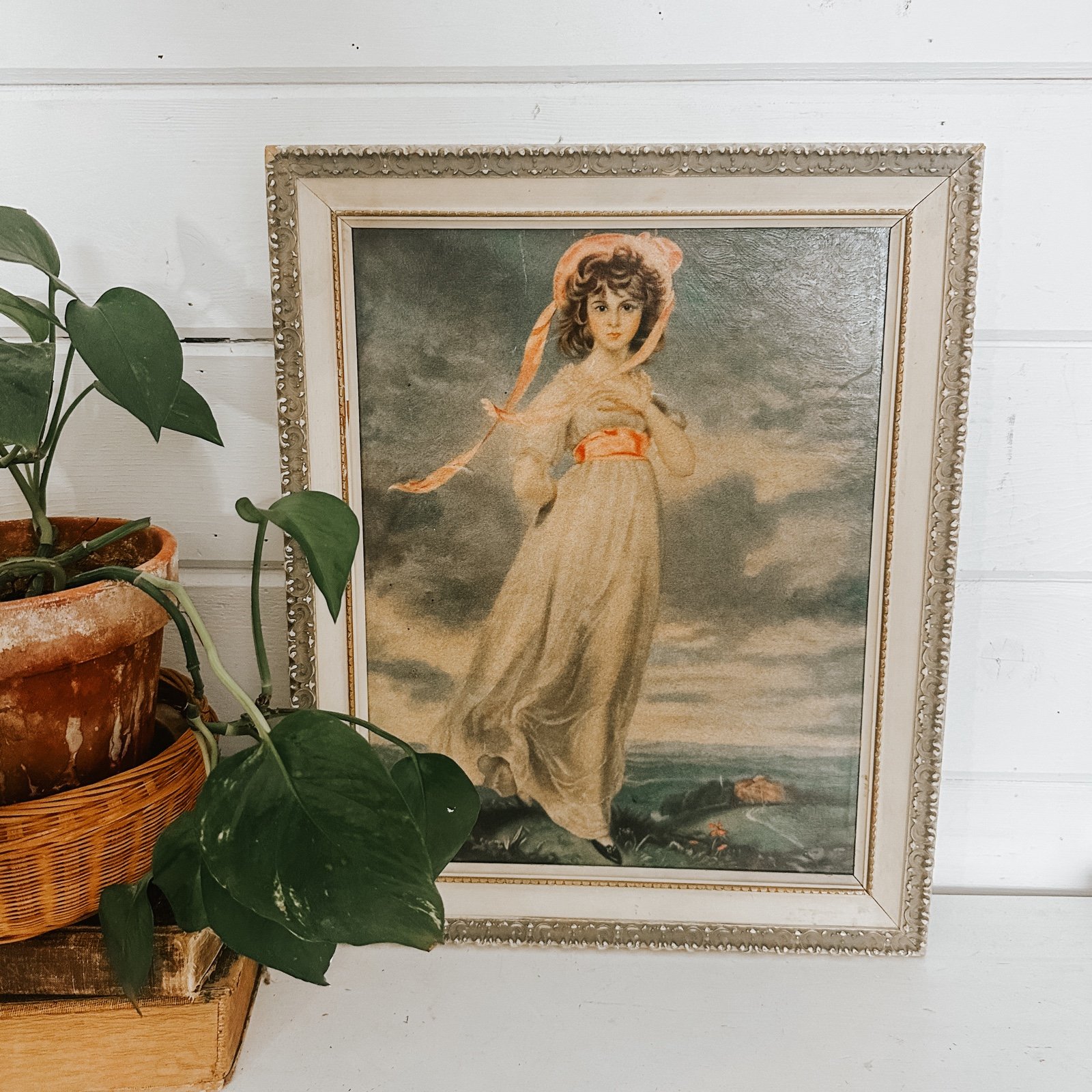Vintage Ornate Framed “Pinkie” Wall Hanging