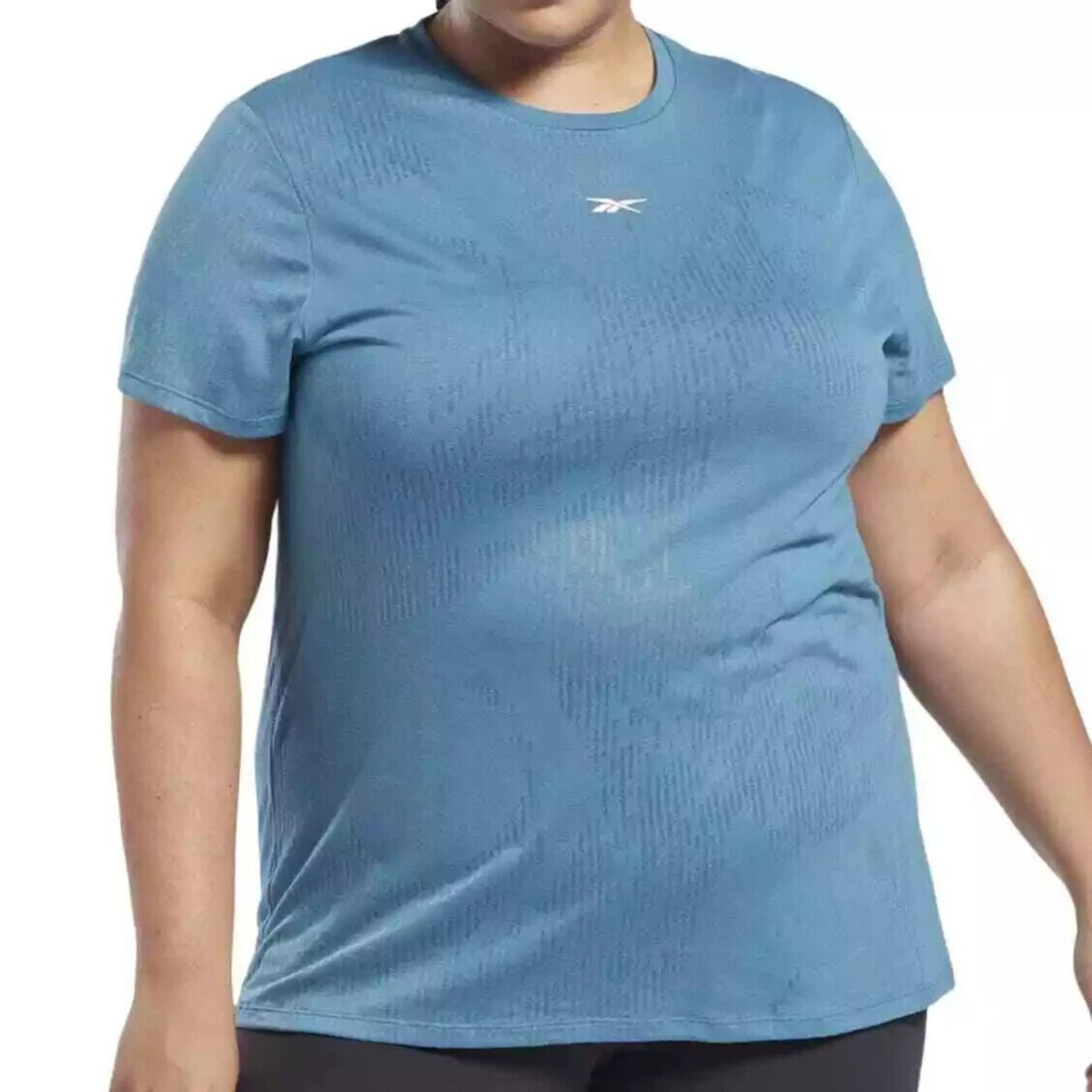 Reebok Women's Plus Size Burnout Steely Blue T-shirt Lightweight Short Sleeve 1X