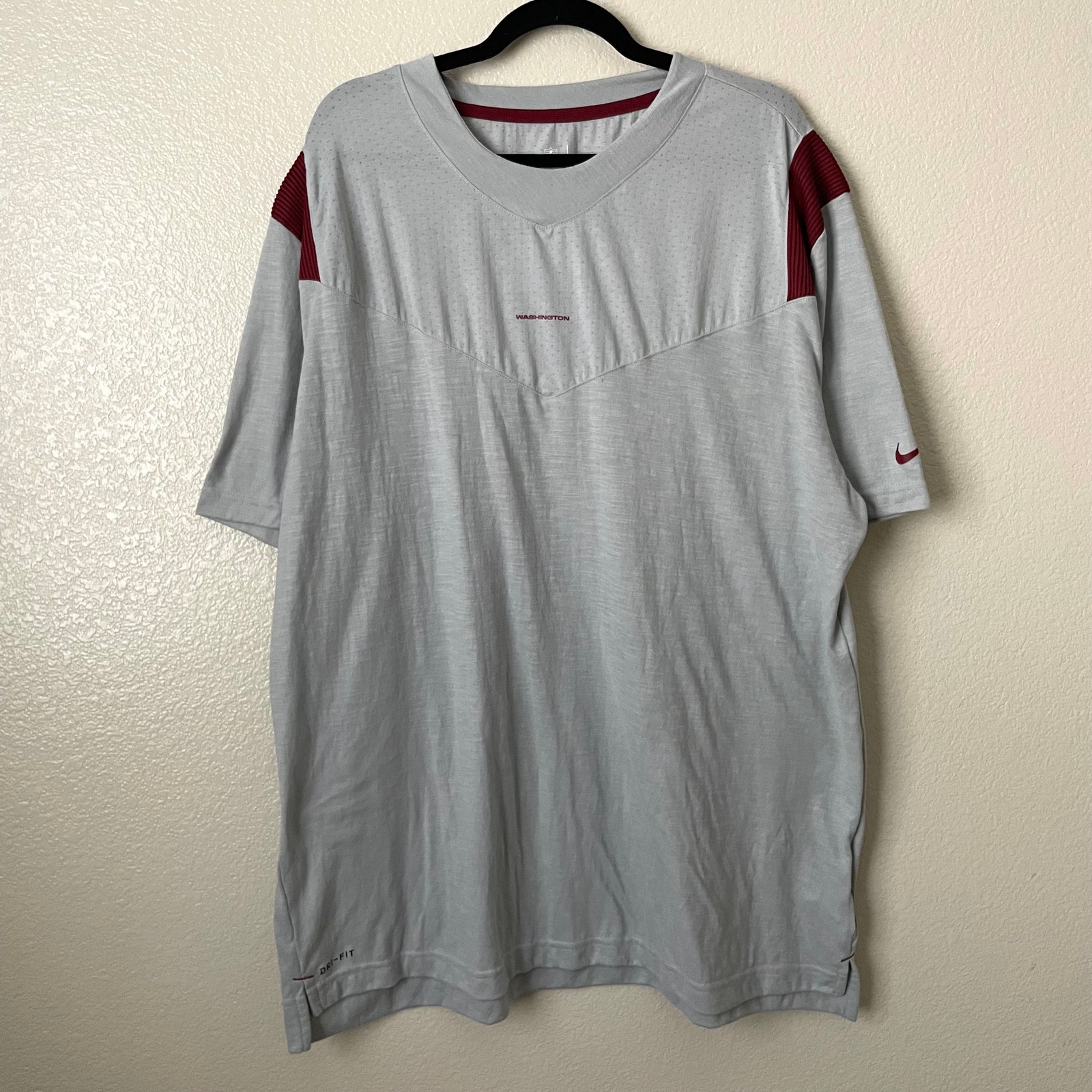 Nike Washington Commanders NFL On Field Short Sleeve Shirt Mens 3XL Gray Dri Fit
