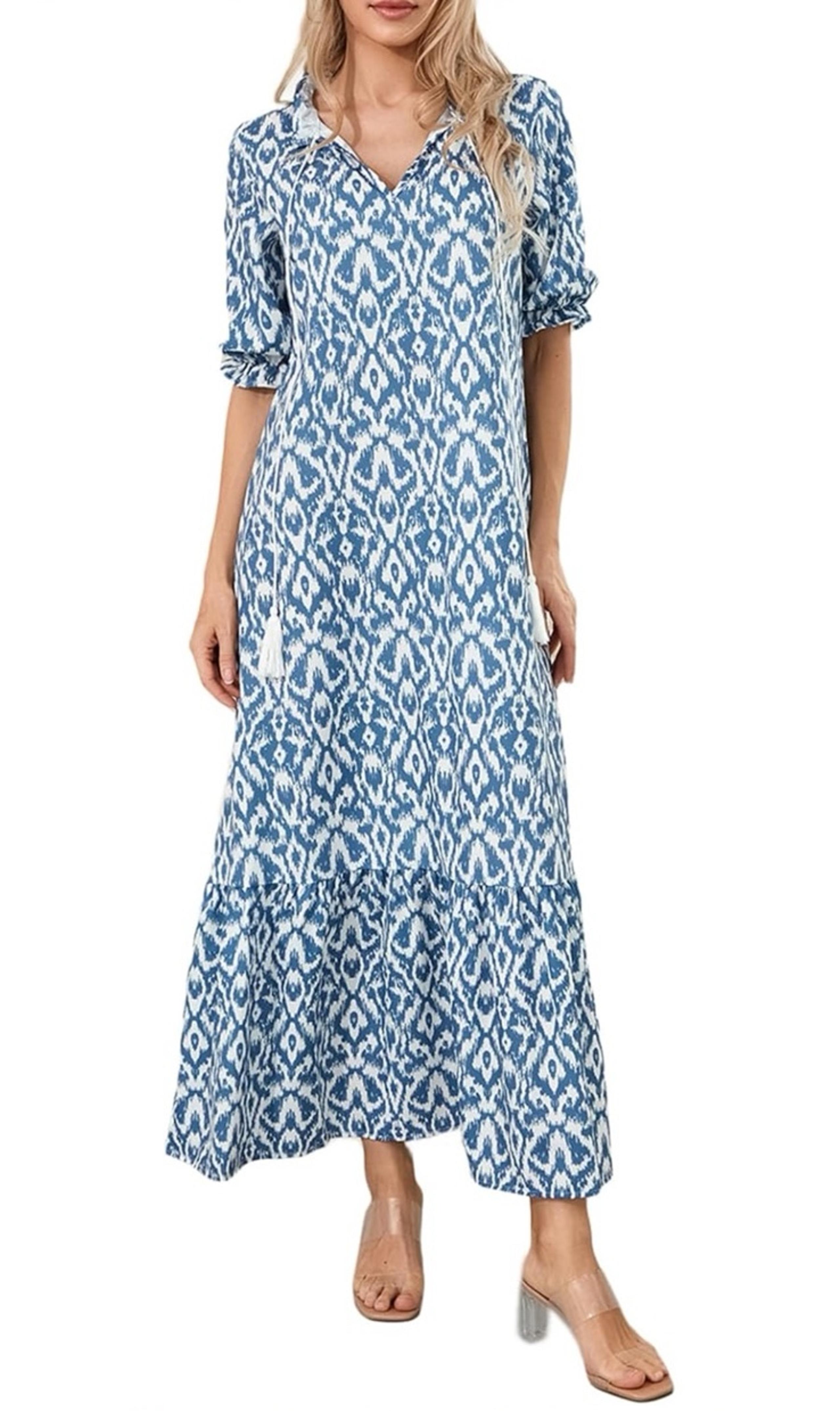 Blue tribal print dress