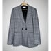 Anine Bing Madeline Plaid Print Oversized Blazer Gray/White/Blue Size Small