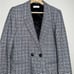 Anine Bing Madeline Plaid Print Oversized Blazer Gray/White/Blue Size Small
