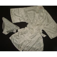 NWT Victoria's Secret M panty+M/L ROBE kimono BRIDAL white blue BETTER HALF I DO