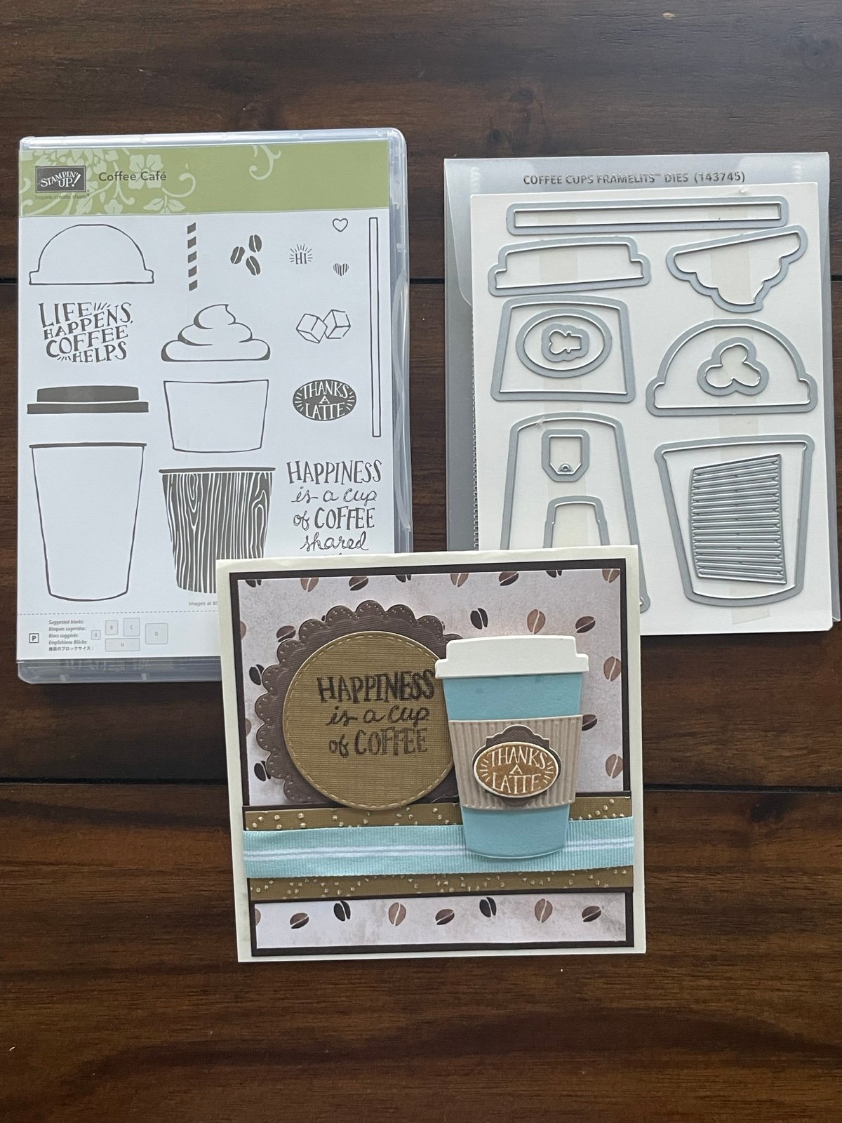 Stampin Up Coffe Caffe Rubber stamps & Matching Metal Dies