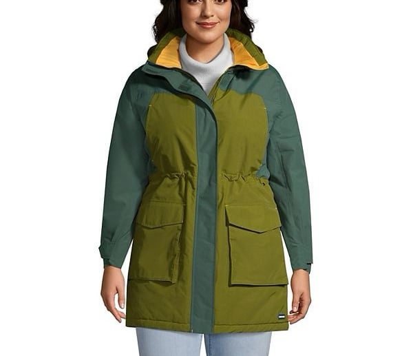 Lands' End Women's Squall Winter Parka Coat Green Willow, 1 XL