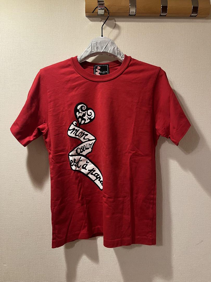 【SALE】 (Alaiya) ALAIA Mon T-shirt Red Papa a est coeur トップス