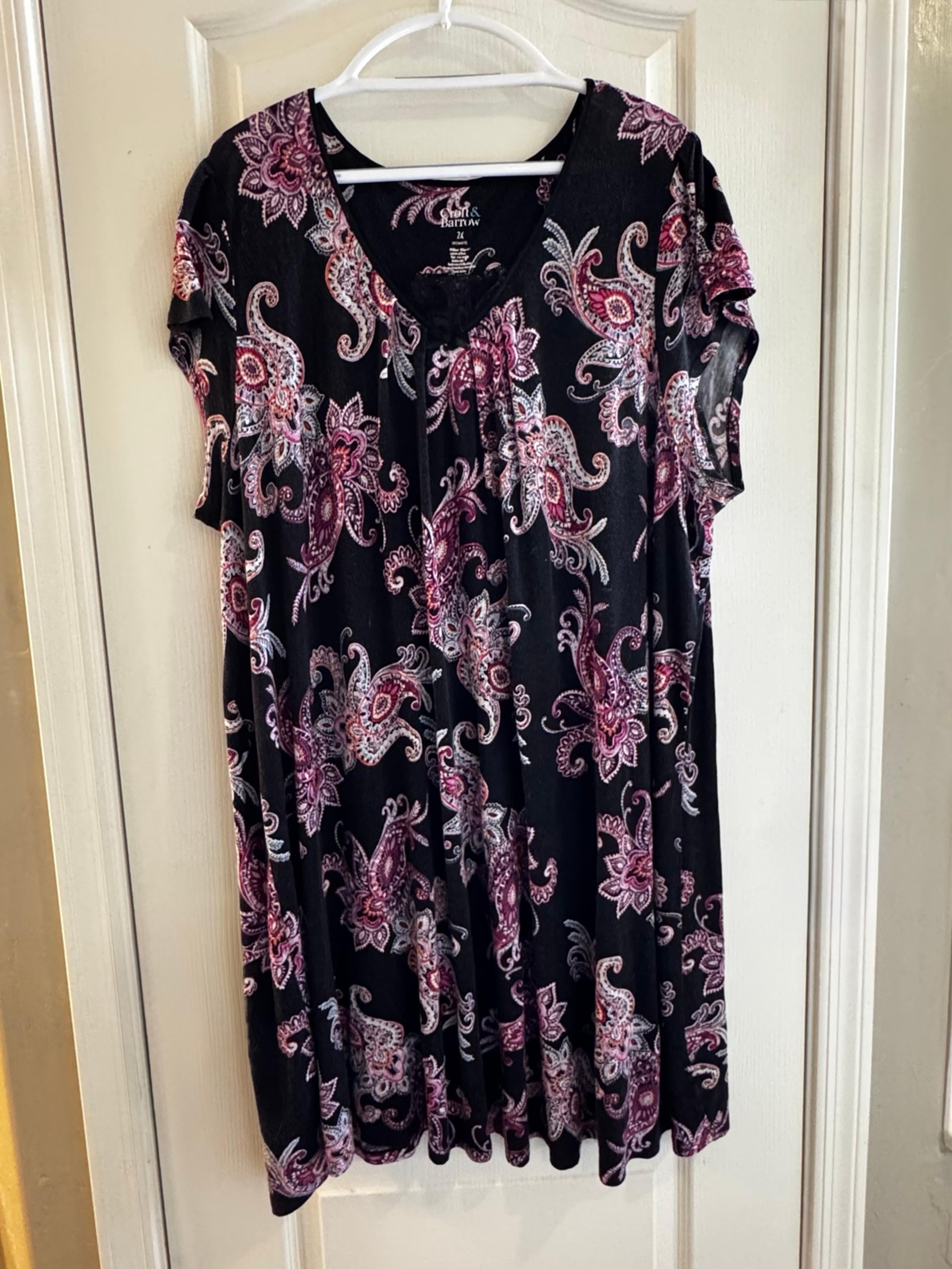 Croft & Barrow Short Sleeve Nightgown Black Paisley Size 2X