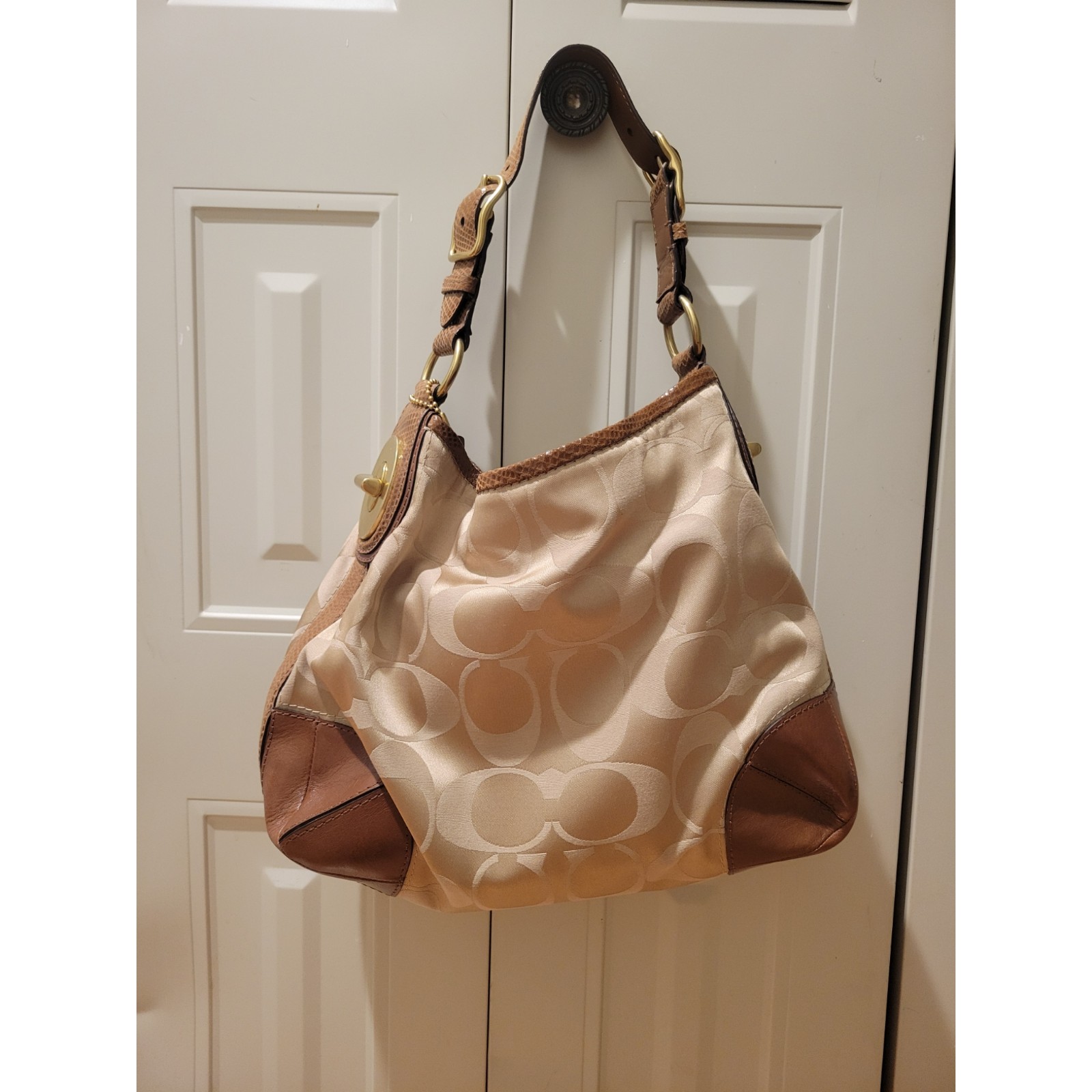 Vintage Coach Peyton Sateen Shoulder Hobo Handbag