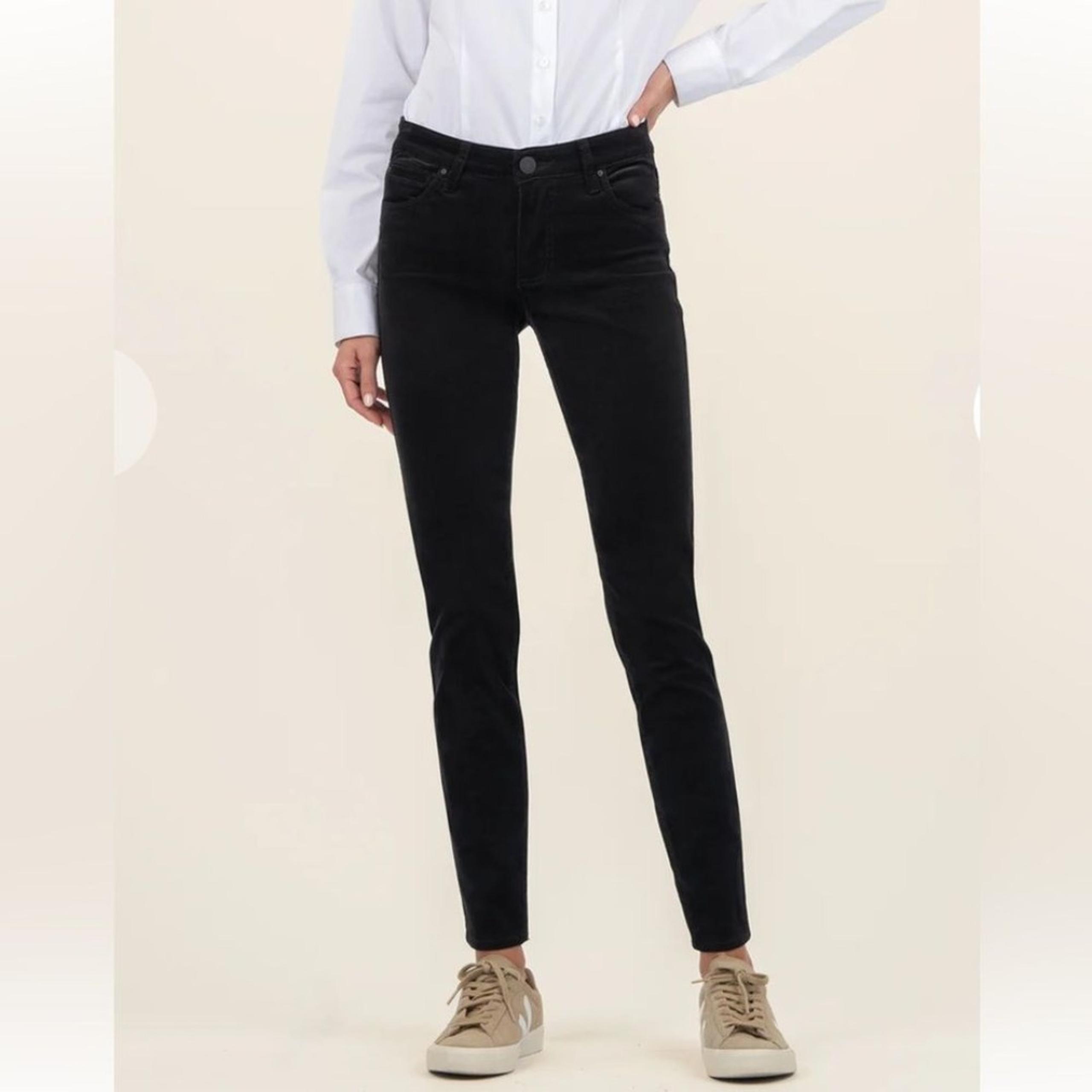 Kut from the Kloth Diana Skinny Corduroy Jeans Mid Rise Black Cotton Size 8