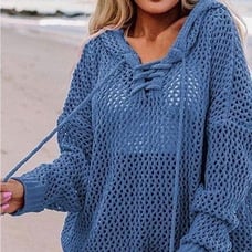 Hollow Out Long Sleeve Crochet Sweater Hoodie Top